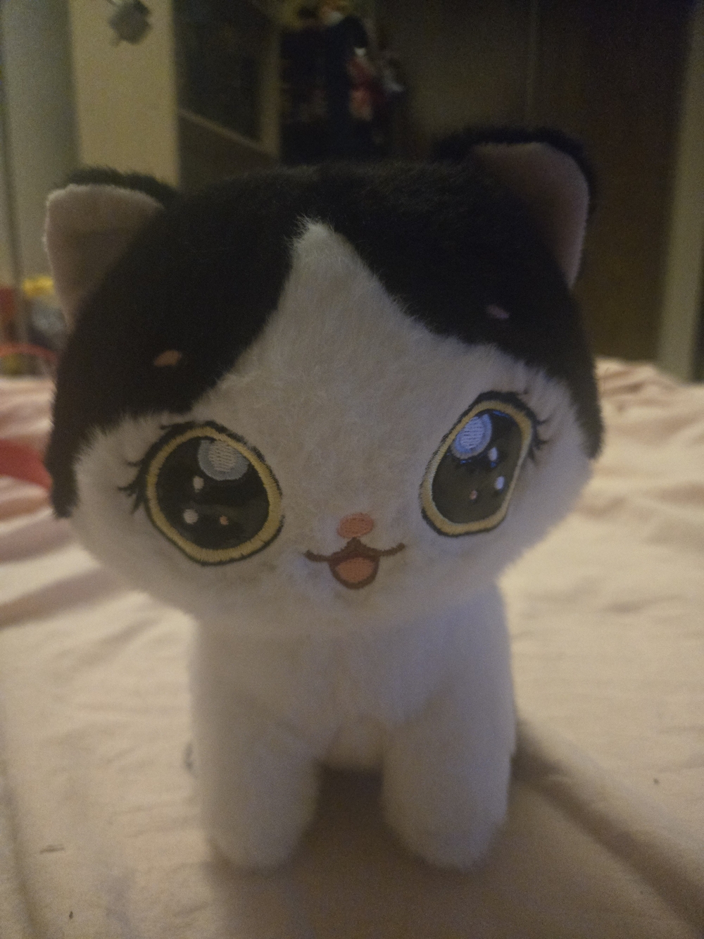 Plush Black & White Cat Toy - Cute Companion for Cats